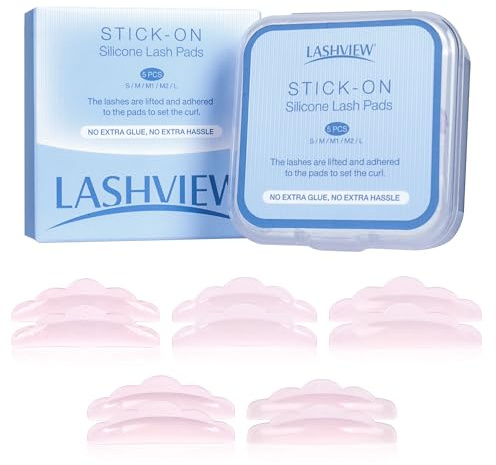 LASHVIEW Selbstklebende Wimpernlifting Pads, 10 Stück–5 Größen Wimpernlifting Schutzfolien zum Wimpernkräuseln und liften, wiederverwendbare Silikon Wimpern Pads für Wimpernwellen und Laminierung