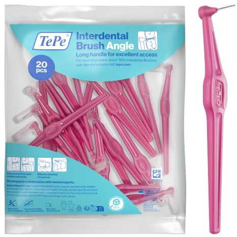 Scovolino TePe, Angle, Rosa, 0.4mm/ISO 0, 20pz | Pulizia interdentale efficace, Rimozione placca e pulizia interdentale per spazi stretti