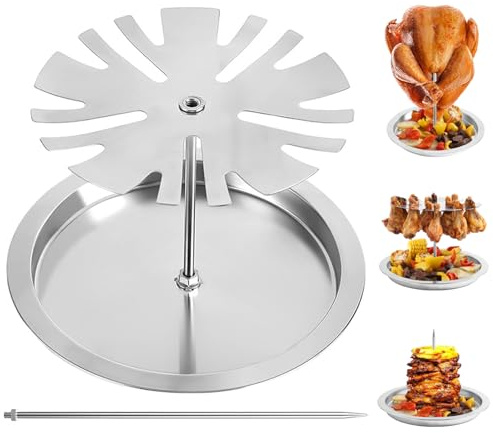 Hbbgdiy 1 Ensemble de Support de Cuisse Poulet en Acier Inoxydable, Support Pilon à 15 Fentes avec Plateau d'égouttage, Grille à rôtir pour Barbecue et Cuisson au Four