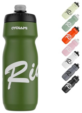 CYCLAMI Botellas para Bicicleta 650ml, Botella ligera, Sin BPA, A Prueba de Fugas para Ciclismo, Fitness y Senderismo (DGreen)