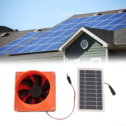 Autilyshop Solarbetriebener Abluftventilator, 12 V, 130 CFM für Yachten, Wohnmobile, Gewächshäuser, für 10,2 cm und 15,2 cm Kanäle, wetterfeste ABS-Konstruktion, leise, effiziente Belüftung