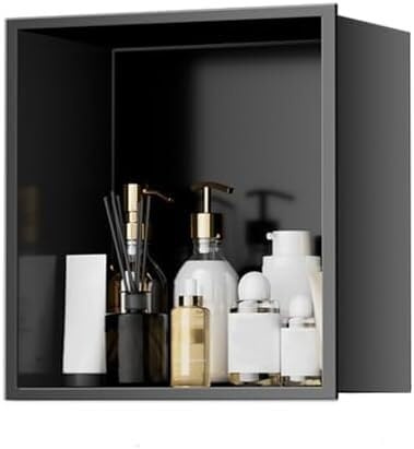 Kanduo Niche de Douche en Acier Inoxydable - Étagère Murale encastrée for Le Rangement de la Salle de Bain - Installation Facile, sans carrelage(Black)