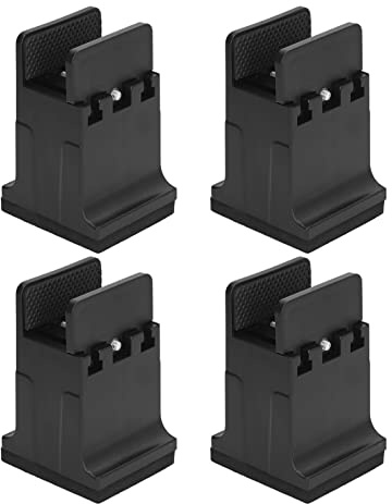 MUZIT Furniture Riser,Raised Bed Blocks, 4pcs Adjustable Risers with Screw Clamp Rubber Couch Table Desk Feet Leg(Black)
