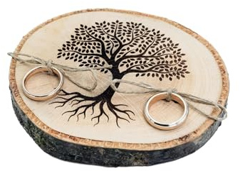generico Holz Ringhalter für Hochzeit mit Baum des Lebens, Buche | Klassisch, 11/12cm