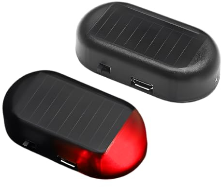 2 Stück Alarmanlage Auto Attrappe, Rot, 2.7 X 5 cm | ABS-Material, Solarbetrieb, Für Auto und Wohnmobil, Dunkle Parkplätze, Lange Reisen