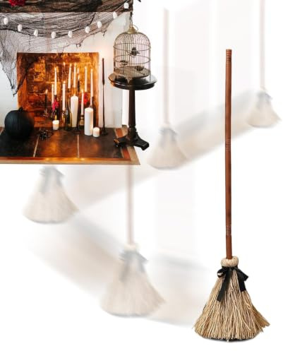 Scopa Halloween Decorazioni Halloween Suono Spettrale 110 cm | Scopa Luminosa Che Si Muove E Galleggia Con Sensore Di Movimento per Portico, Casa Infestata, Esposizione Giardino, Feste,