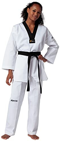Kwon Taekwondo-Anzug Victory, Weiß mit Schwarz Revers (190), Unisex, Taekwondo-Praktizierende