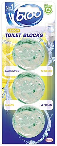 Bloo In Cistern Triple Blocks Citrus Zest with Long Lasting Anti-Limescale Cleaning, Foaming & Clear Water - 3 x toilet blocks