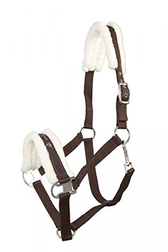 Pfiff 101515 Halfter mit Kunstfell unterlegt, Pferdehalfter Pony Full Cob