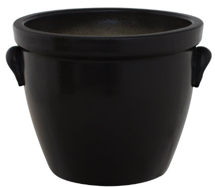 Pflanzgefäß/Blumentopf/Pflanzkübel Venus II mit Henkel, 50 x 40 cm, anthrazit aus Steinzeug-Keramik (hochwertiger als Steingut)