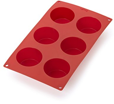 Lékué Molde Repostería muffins, silicona platino Rojo, 6 cavidades