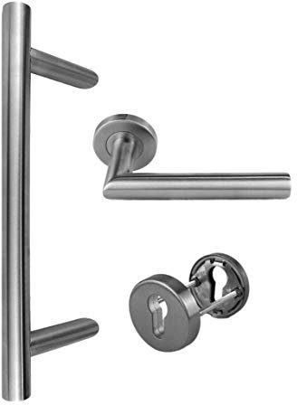 Edelstahl Haustür- Beschlag- Set 1802 Stoßgriff-Länge: 1600mm