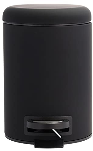 Södahl Mono Kosmetikeimer, Mülleimer fürs Bad, Höhe 25 cm, Fassungsvermögen 3 Liter, Schwarz