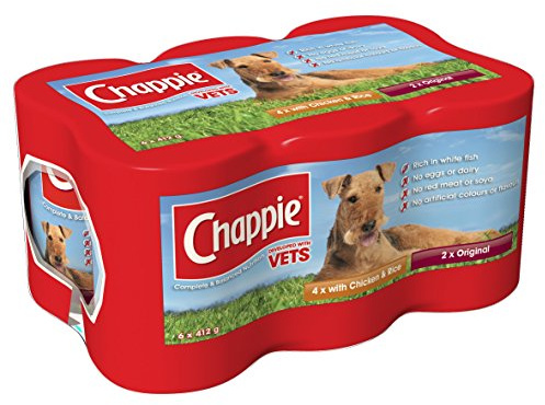 Chappie Adult Wet Dog Food, Chicken and Rice, Original, 6 x 412g