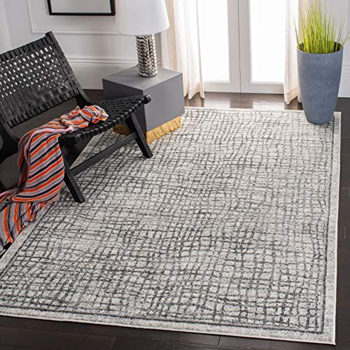 SAFAVIEH Adirondack Collection Area Rug - 5'1 x 7'6, Silver & Ivory, Modern Abstract Design, Non-Shedding & Easy Care, Ideal for High Traffic Areas in Living Room, Bedroom (ADR103B)