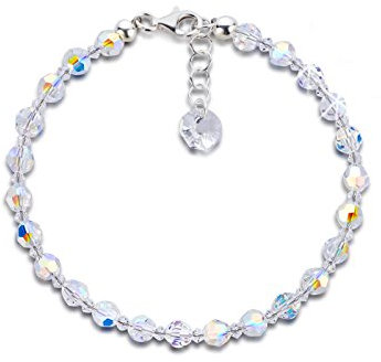 Pulsera brillante de perlas de cristal Swarovski de Schöner-SD; 5 mm, color cristal, efecto aurora boreal