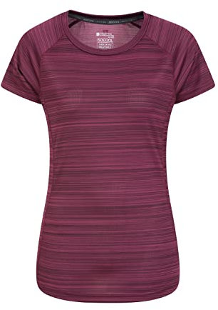 Mountain Warehouse Endurance Striped Womens Tee - UPF30+ UV Protection T-Shirt, Antibacterial Tee Shirt, Lightweight, Quick Dry Top – for Spring Summer & Outdoors Purple (Stripe) Women's Size 14