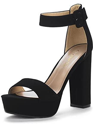 DREAM PAIRS Women's High Heel Sandals | Open Toe Ankle Strap Heel Fashion Wedding Party Dress Sandals Shoes, 1.25-inch Platform and a 4.5-inch Block Heel