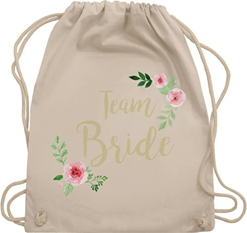 Turnbeutel Rucksack - JGA Junggesellenabschied Frauen - Team Bride I Crew Bride Tribe - Unisize - Naturweiß - utensilien junggesellinnenabschied brauttaschen bachelorette party juterucksack