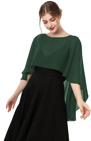 Hotshawl Chiffon Cape001 Chal de Pashmina, Verde Musgo, Talla nica para Mujer