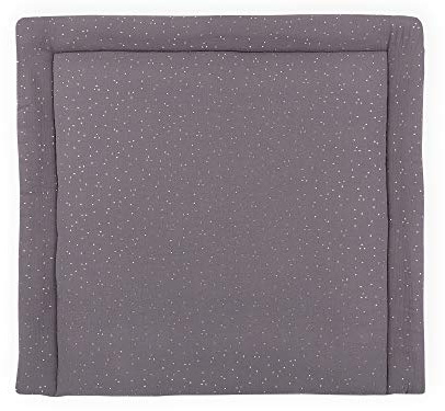 KraftKids Wickelauflage in Musselin goldene Punkte auf Grau, Wickelunterlage 75x70 cm (BxT), Wickelkissen
