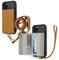 Cell Phone and Credit Card Holder with Crossbody and Wrist Straps, Stick-On Wallet w/RFID Protection Multiple Card Slots Transparent ID Pocket