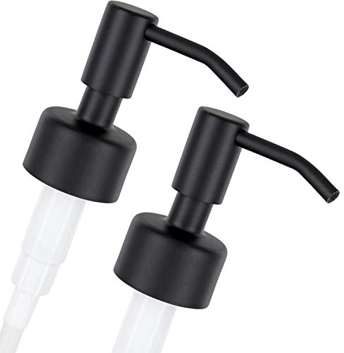 ALTGLAS 2 Stück von Seifenspender Pumpkopf Budapest - Doppelpack Edelstahl Pumpaufsatz mit 28mm Gewinde als Ersatz Pumpe und Upcycling Seifen Spender zu Bauen mit Jacky Flaschen (Matt Schwarz)