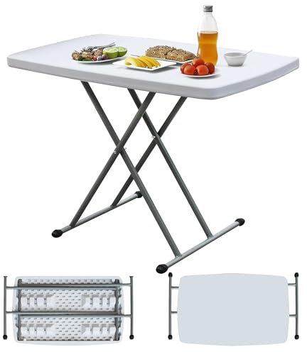 SDHYL Tragbarer Klapptisch für drinnen und draußen, nützlicher klappbarer Campingtisch, kleiner Kunststoff-Kartentisch für Picknicktisch, Partytisch, Grilltisch, Weiß, 76 cm