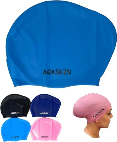 AQASKIN Bonnets DE Bain Professionnel Cheveux Longs en Silicone Bielastique - Piscine Aquagym pour Adultes et Adolescents - Unisex - Quantité 1 pièce - Disponibilité Couleurs.