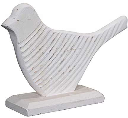 Antikas - Holzfigur, Taube, Groß, Weiß, Tiere, Tierfiguren, Dekoration