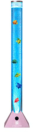 Straame 90cm Colour Changing LED Light Bubble Fish Mood Lamp with Colourful Artificial Tropical Fishes, Sensory Relaxing Atmosphere Mood Light (90 cm, Rose Gold)