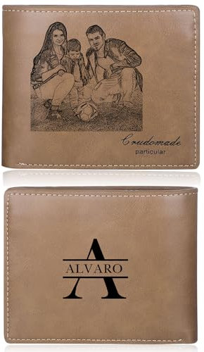 jewelora Portefeuille Homme Personnalisé Portefeuille Cuir avec Photo Alphabet Porte-Cartes RFID Bifold Portefeuille Homme Cadeaux pour Père Mari Fils Ami Noël Fête des pères Saint-Valentin