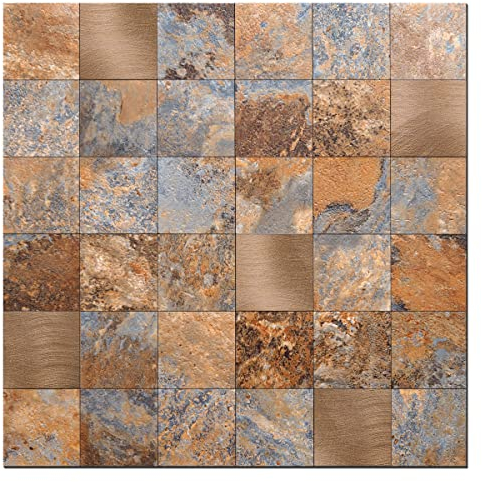 Decopus Backsplash Fliesen zum Abziehen und Aufkleben, rustikaler Schiefer, 3,5 mm dick, 5 Stück, für DIY-Küchendekoration, Vintage-Stein-Mosaik, geeignet für Kamin, Waschtisch, Badezimmer,