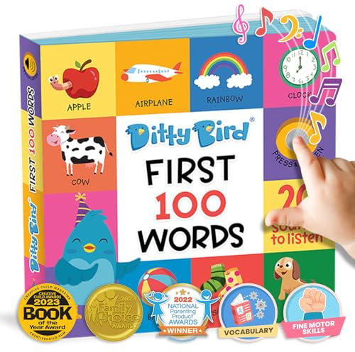 Ditty Bird Livre Sonore en Anglais: 100 Premiers Mots in English | Apprentissage ludique de la Parole pour bébés de 1 à 4 Ans | Livre interactif avec sonorités et chansons Amusantes
