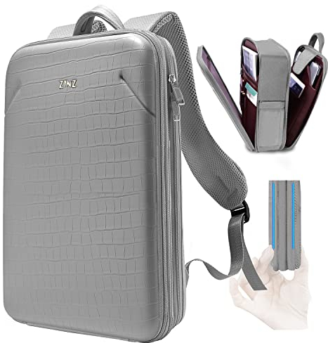 ZINZ Schlanker Laptop Rucksack 15,6 Zoll mit Variabler Kapazität, Diebstahlsicherer Business Tagesrucksack Wasserabweisende Reise Lederhülle Büchertasche,G02Y01