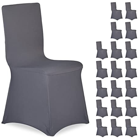 Relaxdays 20 x Stuhlhussen, universeller Stretch Stuhlbezug, Bankettstuhl Dekoration, Empfang und Feier, Stuhlbezüge, anthrazit