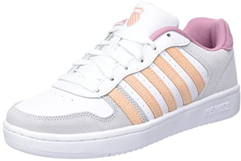 K-Swiss Damen Court Palisades Sneaker, WHT/APRICOT/FXGLVE, 36 EU