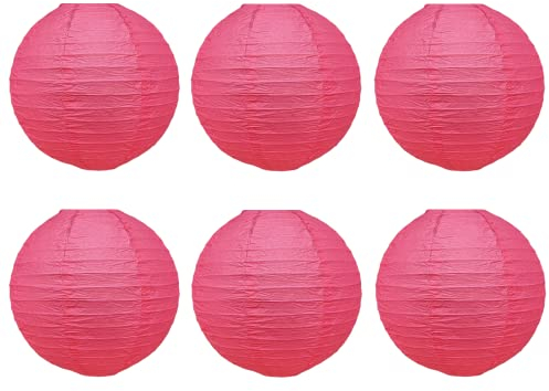 6 X 30cm Paper Lantern 12 Inch Lampshade Party Birthday Baby Shower Wedding Celebration Decoration (x6 Fuchsia)