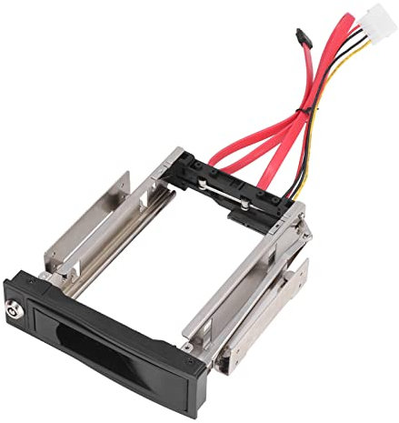Annadue Sata Hard Drive Rack 5.25, Internal Sata Hard Drive Adapter Stainless Steel Support Sata Ii Hot Swap 3Gbps 5.25 Trayless Mobile Rack for 3.5In Hdd