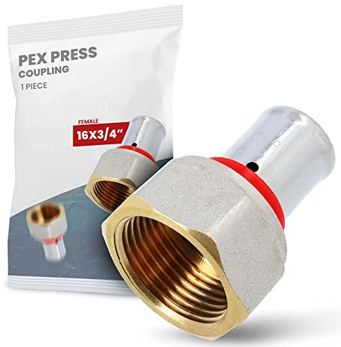 Raccord d'embrayage PEX PressFittings 16 x 3 4'' Filetage intérieur pour système d'installation de chauffage Coupleur en laiton Acier EPDM Joints toriques Étanchéité parfaite Chauffage sanitaire
