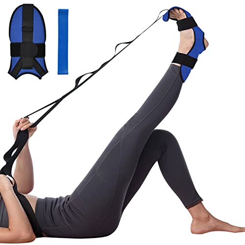 flintronic Yoga Stretching Strap, Stretching Band mit 7 Schleifen, Yoga Stretch Gurt, Hochelastischer Gymnastik-Gur mit TPE-Spanngurten, Übungsschlaufe zum Dehnen der Beinmuskulatur, Blau