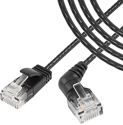 SinLoon 360 ° drehbares CAT6A Ethernet-Kabel, gerade nach rechtwinklig, hohe Geschwindigkeit, 10 Gbit/s, 500 MHz, weiches Nylon-Netzkabel, superleichtes Kabel, UTP-geschirmt, gedrehtes Paar(3 m)