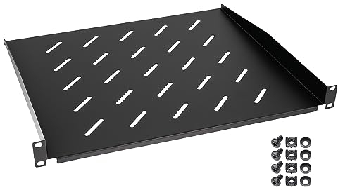HMF 65499 Estante para Armario de Servidor | 19 Pulgadas | 1 U | 400 mm de Profundidad de Montaje | Negro