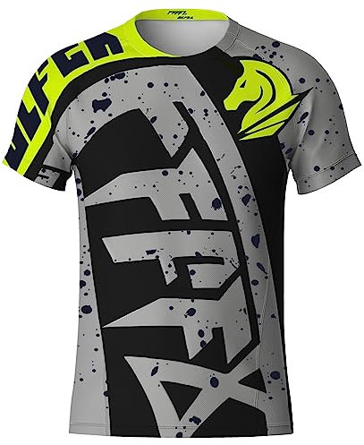 Herren Mountainbike MTB Top,Herren Radtrikot Fahrradtrikot Kurzarm, Fahrradbekleidung Fahrrad Trikot T Shirt für Männer für Männer mit Elastische Atmungsaktive Schnell Trocknen Stoff (Grau,M)