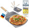Pelle à pizza professionnelle XXL, Glissière à pizza en aluminium avec poignée en bois, Spatule à pain carrée, Accessoires indispensables pour les pizzaiolos (Poignée pliable)