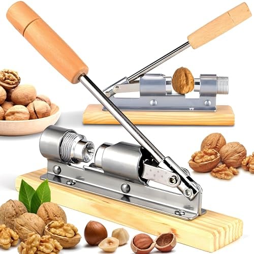 Retoo Nussknacker Retro aus Holz und Stahl, Retro Design-Nussknacker Manuelle Walnüsse Öffnen Werkzeug Mit Holzbasis Griff, Nußknacker, Haselnuss Nuss-Zange Für Mandel-Walnüsse Macadamia-Nüsse