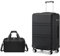 KONO Mittelgroß Reisekoffer Rollkoffer Set Gepäcksets 2 Teilig, 65cm Mittelgroß Trolley Koffer mit Ryanair Reisetasche 40x20x25cm, Schwarz