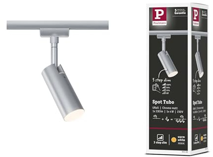 Paulmann 95590 3-Step-Dim Tubo URail LED Individual spot 150lm 4W 3000K dimmable 230V Chrome matt Rail System