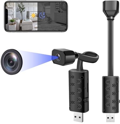 Yadayuki Mini Caméra Espion WiFi,USB Caméra Cachée sans Fil,Micro Espion Enregistreur de Surveillance Camera Miniature a Distance avec Détection de Mouvemen (BY11)