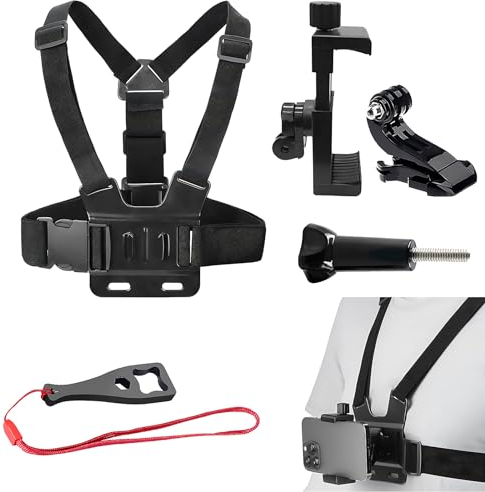 Higatful Kit de soporte de correa de pecho para teléfono móvil para POV/VLOG, accesorios de clip de teléfono celular compatibles con iPhone, Samsung, GoPro Hero 12, Insta360, DJI Osmo y cámaras de